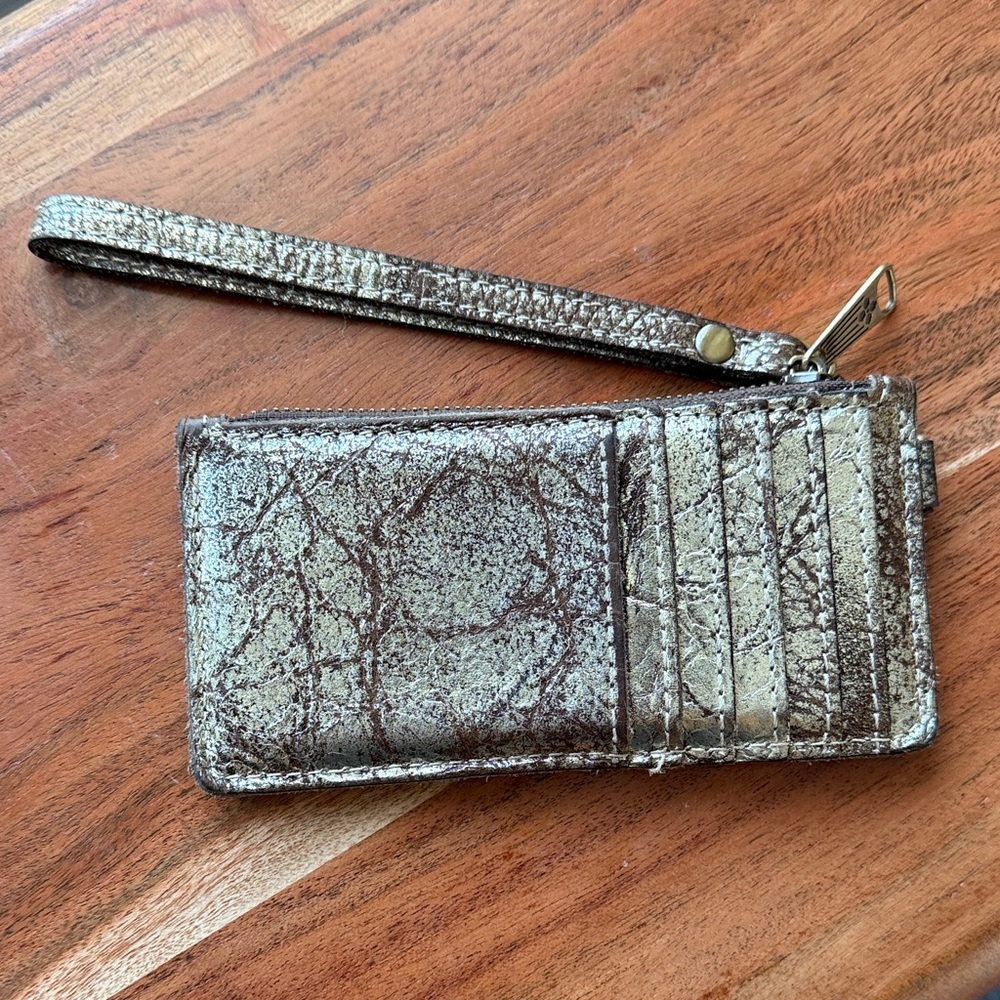 Patricia Nash Gold Metallic Wristlet Leather Card Holder